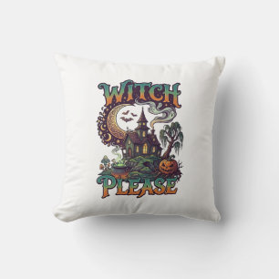 Coussin Maison Hantée Sorcière S'il Vous Plaît Chaudron Cr