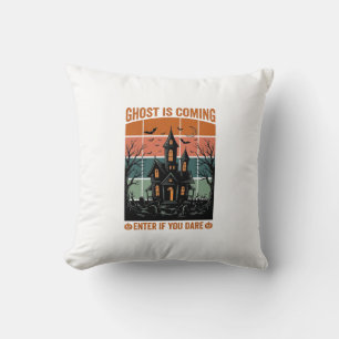Coussin Maison Hantée Vintage Ghost Arrive Halloween Dé
