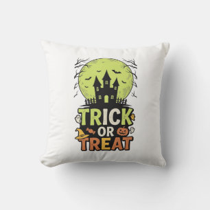 Coussin Maison Hantée Vintage Trick or Treat Halloween Dés