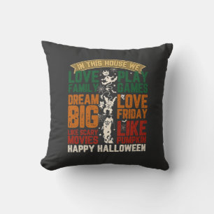 Coussin Maison Joyeux Halloween Monstres Toiles d'araignée