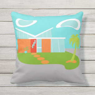 Coussin Maison moderne de dessin animé du milieu du sièc
