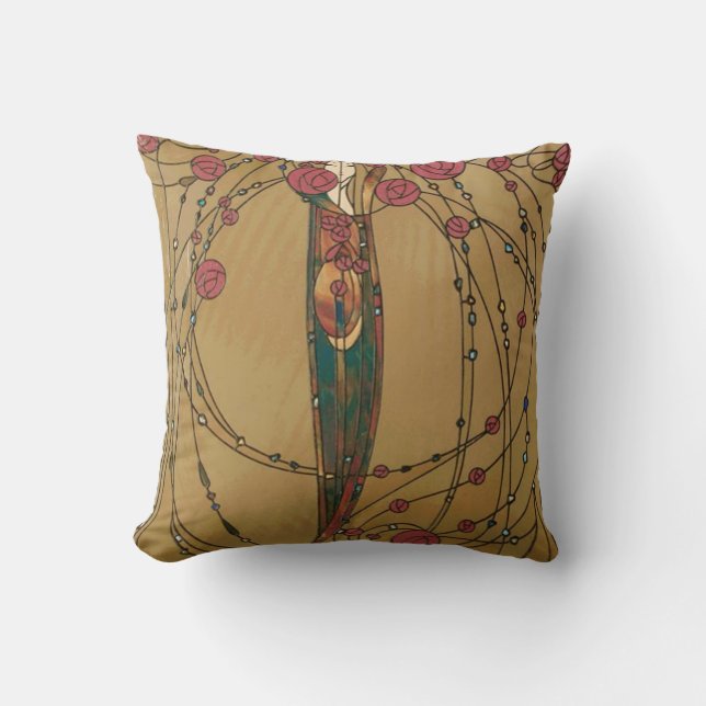 Coussin Maison rose par Margaret MacDonald MacKintosh (Recto)