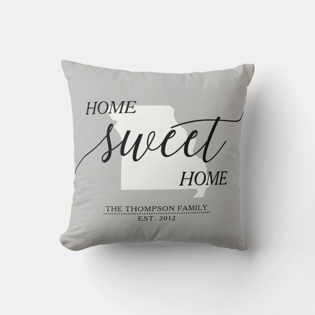 Coussin Maison Sweet Home MO Nom de famille Lancer l'oreil (Recto)