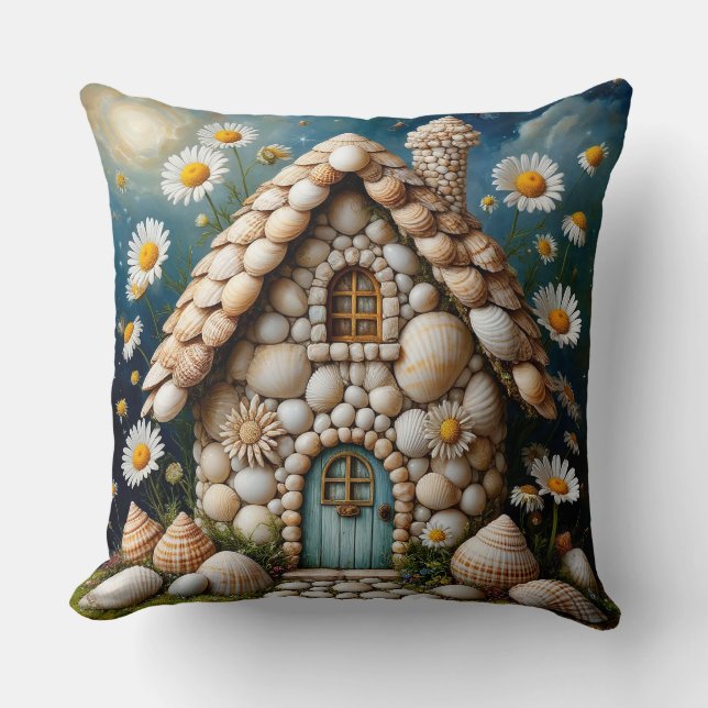 Coussin Maisonnette Fantaisiste Avec Jardin De Fleurs Vibr (Recto)