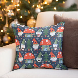 Coussin Maisons de champignons de lutins de Noël