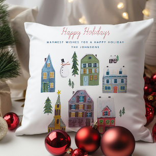 Coussin Maisons de village d'hiver mignonnes Noël Vacances