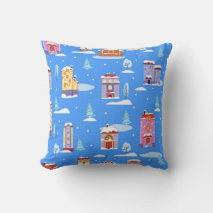 Coussin Maisons d'hiver scandinave Motif de neige