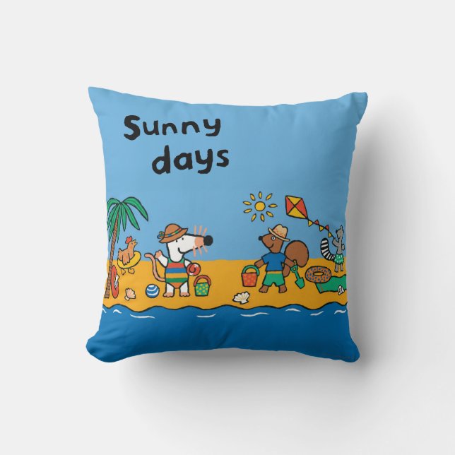 Coussin Maisy et amis à la plage (Recto)