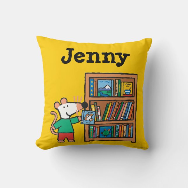 Coussin Maisy et une bibliothèque de livres (Recto)