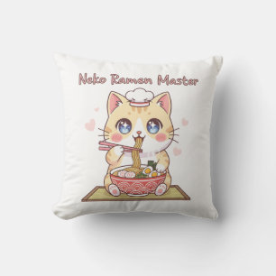 Coussin Maître de Ramen Neko Kawaii Mignon Cuisinier de No