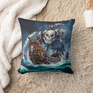 Coussin Majestic Bateau Pirate Naviguant À Travers Les Eau