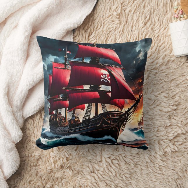 Coussin Majestic Bateau Pirate Naviguant À Travers Les Mer (Couverture)