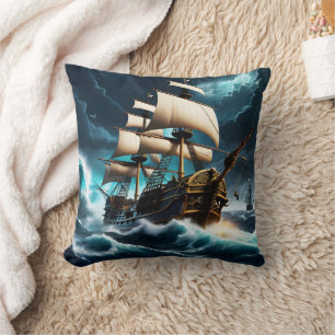 Coussin Majestic Bateau Pirate Naviguant À Travers Les Mer