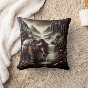 Coussin Majestic Elephant Boire par Cascade sereine