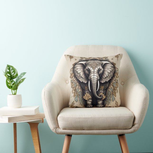 Coussin Majestic Elephant Mandala (Chaise)