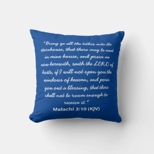 Coussin Malachi 3:10 (KJV) - Rouge, Blanc et Bleu - 4 juil