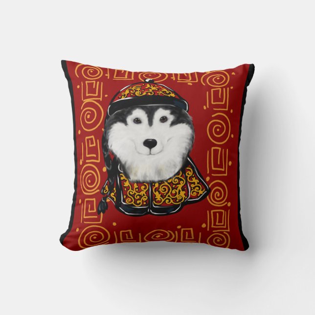 Coussin Malamute d'Alaska Année du Chien (Recto)