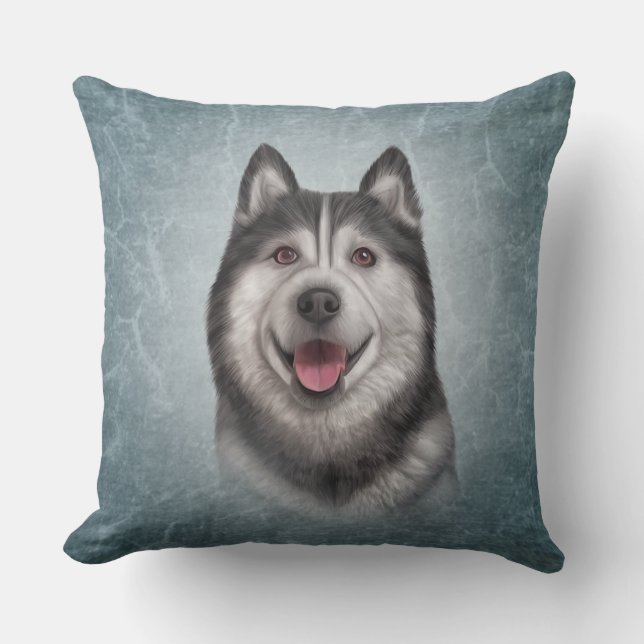 Coussin Malamute d'Alaska de chien de dessin (Recto)