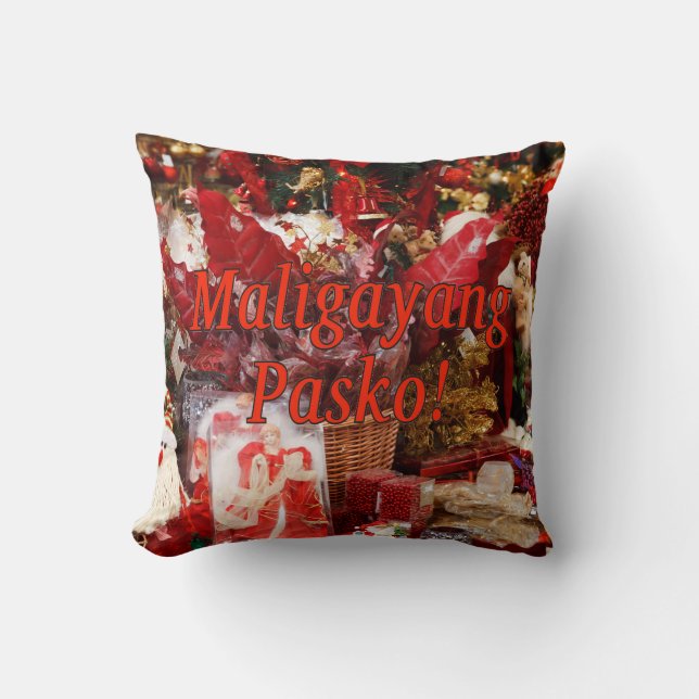Coussin Maligayang Pasko ! Joyeux Noël à Tagalog rf (Recto)