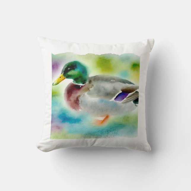 Coussin Mallard Duck 091024AREF134 - Watercolor (Recto)