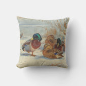 Coussin Mallard et turquoise dans la neige, Oiseaux (Recto)