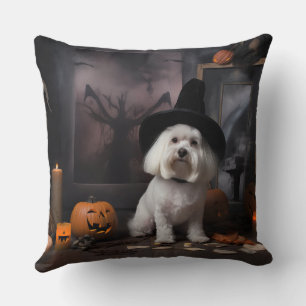 Coussin Maltais Citrouille Halloween effroi