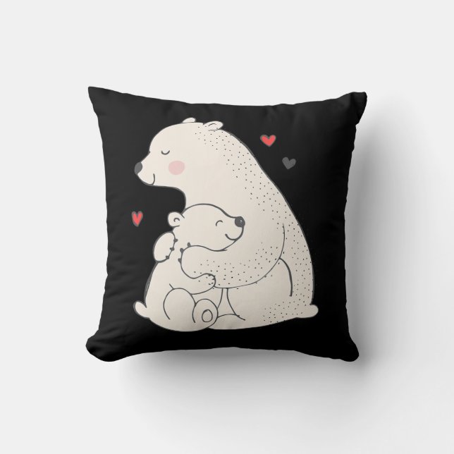 Coussin Mama aux ours polaires mignons avec bébé (Recto)