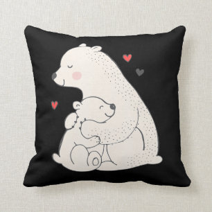 Coussin Mama aux ours polaires mignons avec bébé