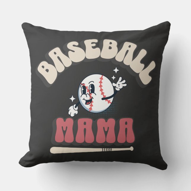 Coussin Mama de baseball rétro (Recto)