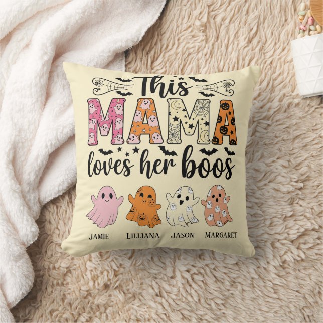 Coussin Mama Loves Her Boos Spooky Personalized Halloween (Couverture)