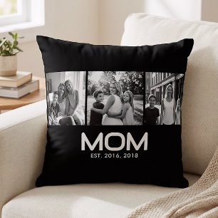 Coussin Maman a établi 3 photos en noir gras