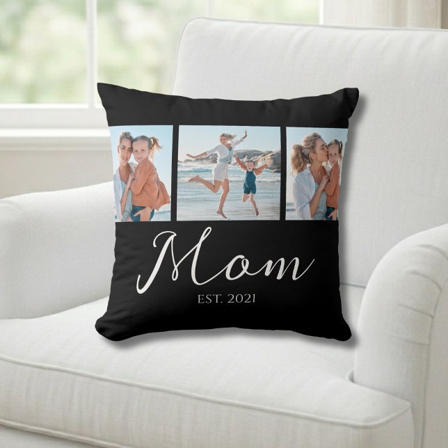 Coussin Maman a établi le script noir 3 Photo (Créateur téléchargé)