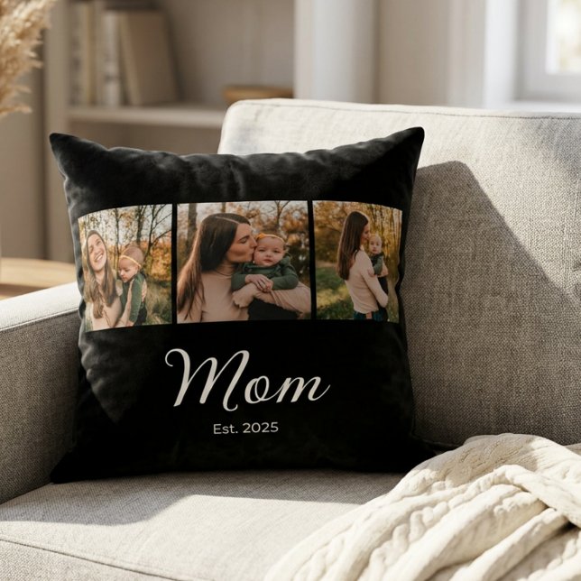 Coussin Maman a établi un script élégant noir 3 Photo (Créateur téléchargé)