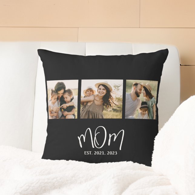 Coussin Maman a établi un script moderne noir 3 Photo (Créateur téléchargé)