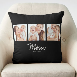 Coussin Maman a établi un script moderne noir 3 Photo
