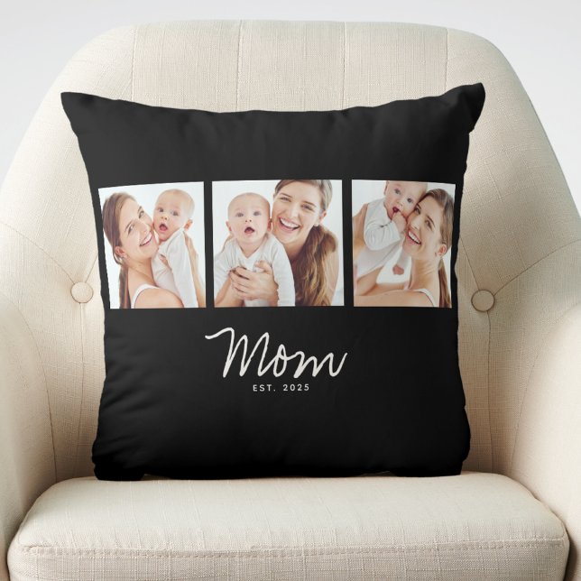 Coussin Maman a établi un script moderne noir 3 Photo (Créateur téléchargé)