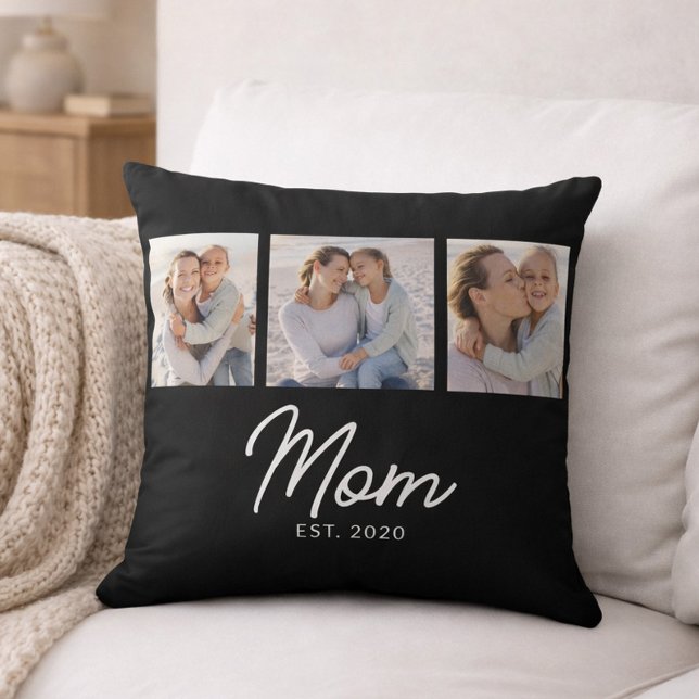 Coussin Maman a établi un script moderne noir 3 Photo (Créateur téléchargé)