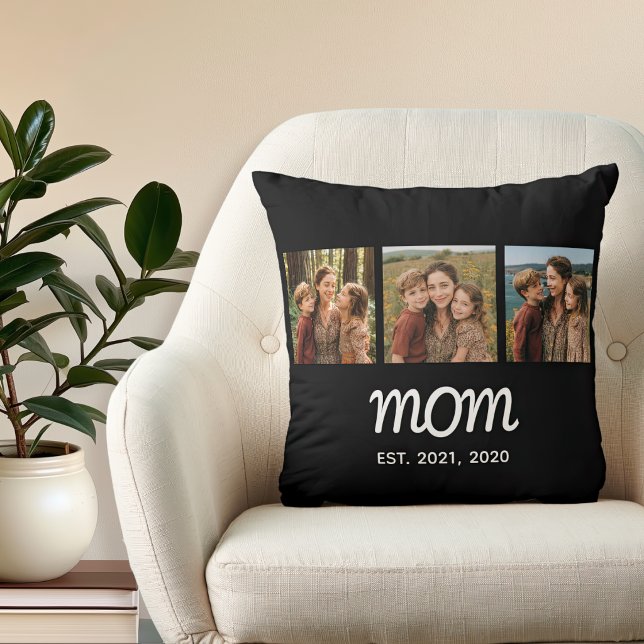 Coussin Maman a établi un script moderne noir 3 Photo (Créateur téléchargé)