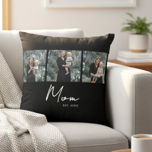 Coussin Maman a établi un script moderne noir 3 Photo