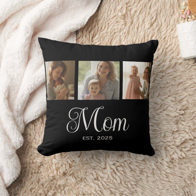 Coussin Maman a établi un script moderne noir 3 Photo (Couverture)