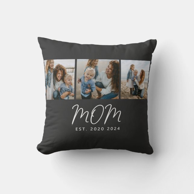 Coussin Maman a établi un script moderne noir 3 Photo (Recto)