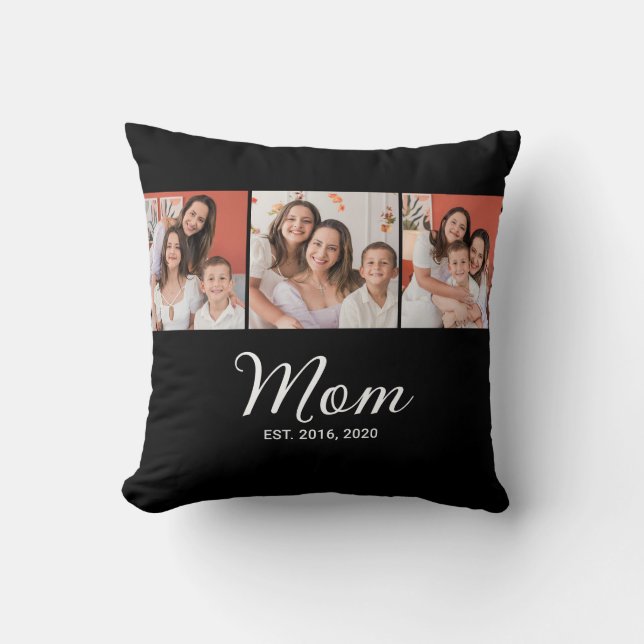 Coussin Maman a établi un script noir 3 Photo (Recto)