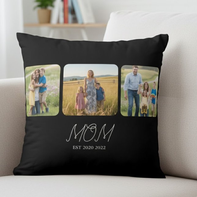 Coussin Maman a établi un script noir 3 Photo   (Créateur téléchargé)