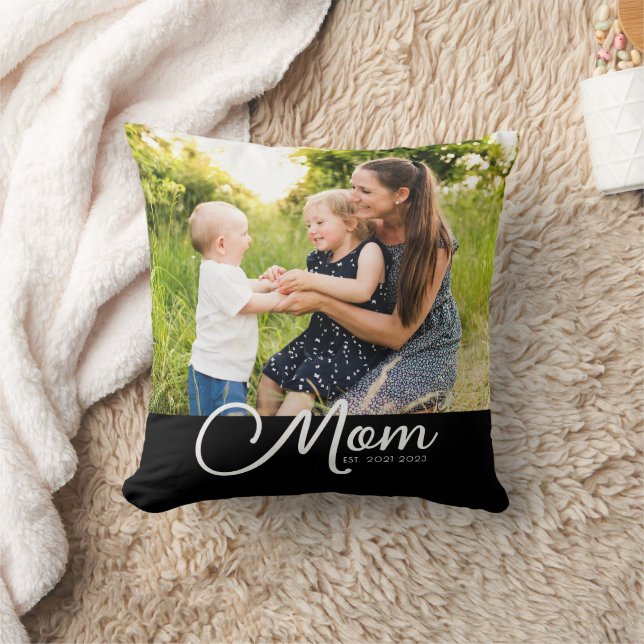 Coussin Maman a établi un script photo noir (Couverture)
