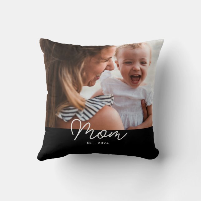 Coussin Maman a établi une photo de script moderne (Verso)