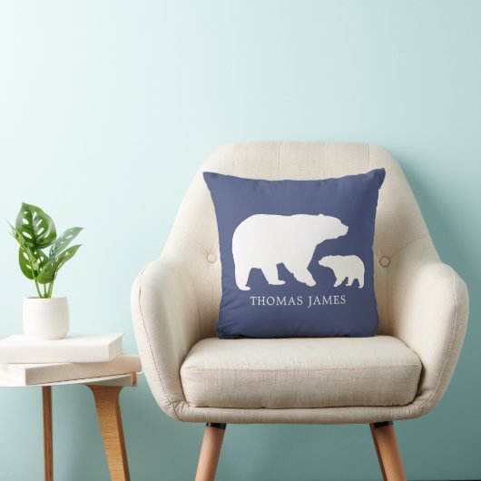 Coussin Maman Bébé Ours Bleu (Chaise)