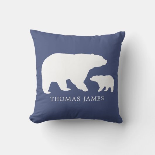 Coussin Maman Bébé Ours Bleu (Recto)