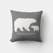 Coussin Maman Bébé Ours Gris (Recto)