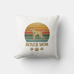 Coussin Maman Boxer Chien Rétro Coucher de Soleil Empreint