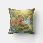 Coussin Maman Capybara Mignonne Et Bébés Animaux De La Jun (Verso)